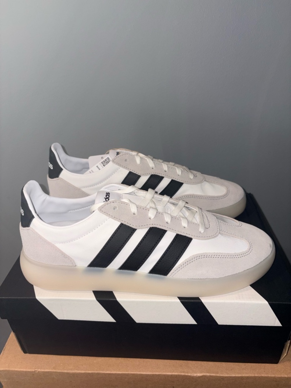 adidas Men’s White Sneakers with Black Three Stripes